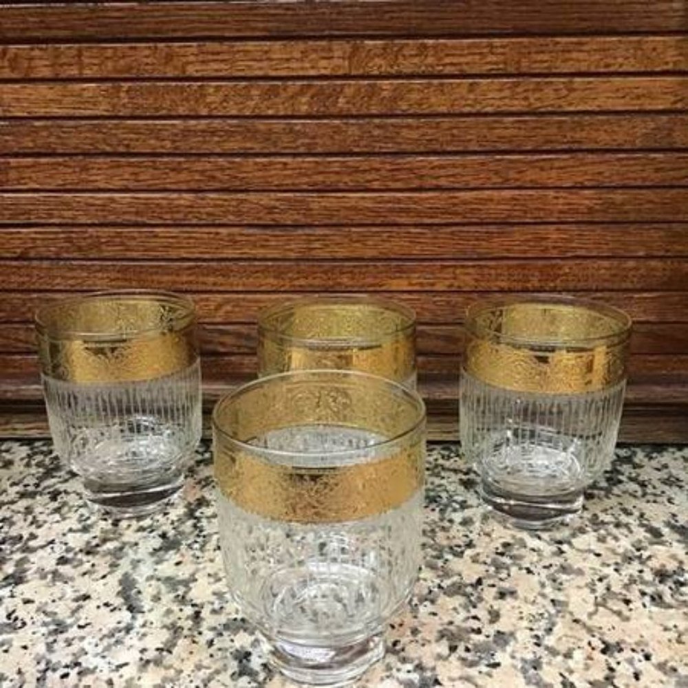 Set of 4 Culver Tyrol MCM glasses etched & gold - Picture 2 of 3